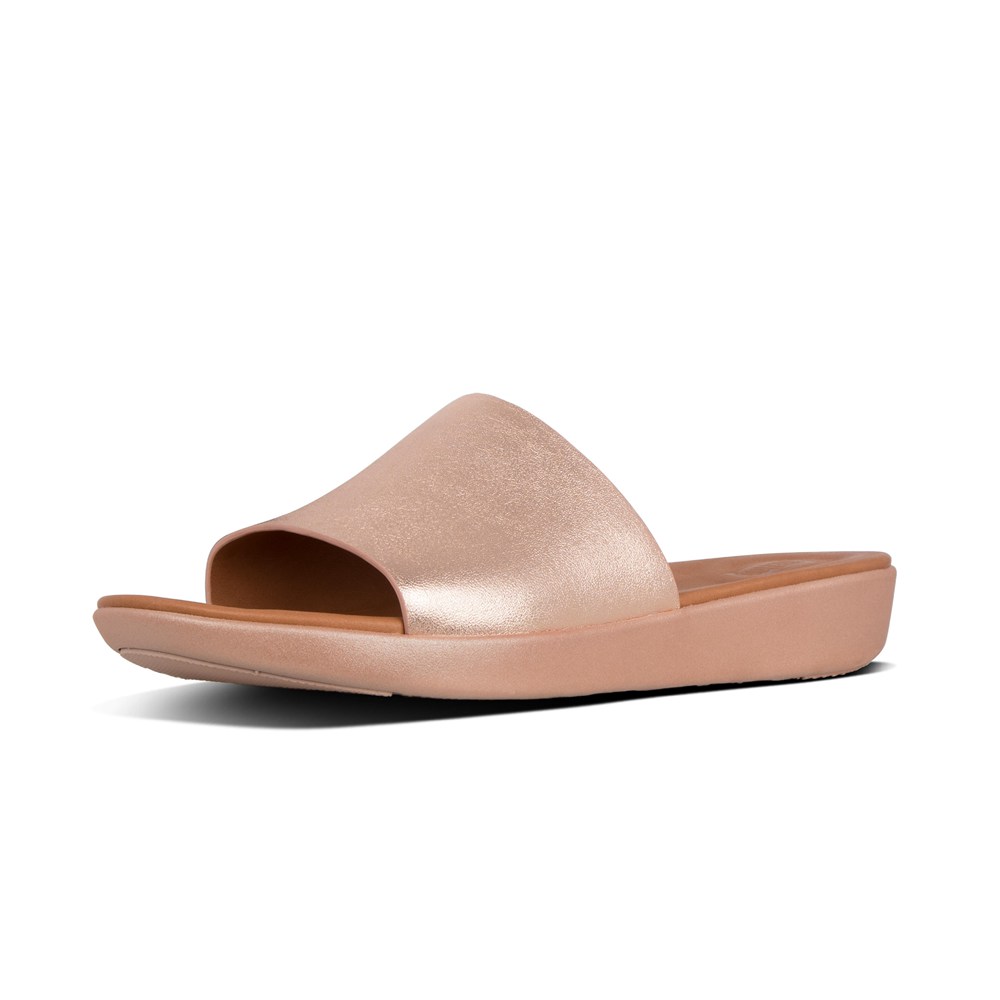 Fitflop Womens Slides Rose Gold - Sola Leather - PI2564309